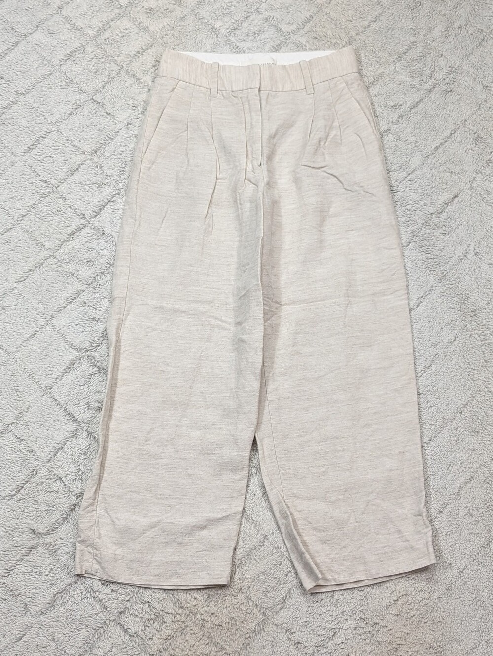 Wilfred Pants Womens 2 Beige Natural Effortless Cropped Cruise Linen Trouser